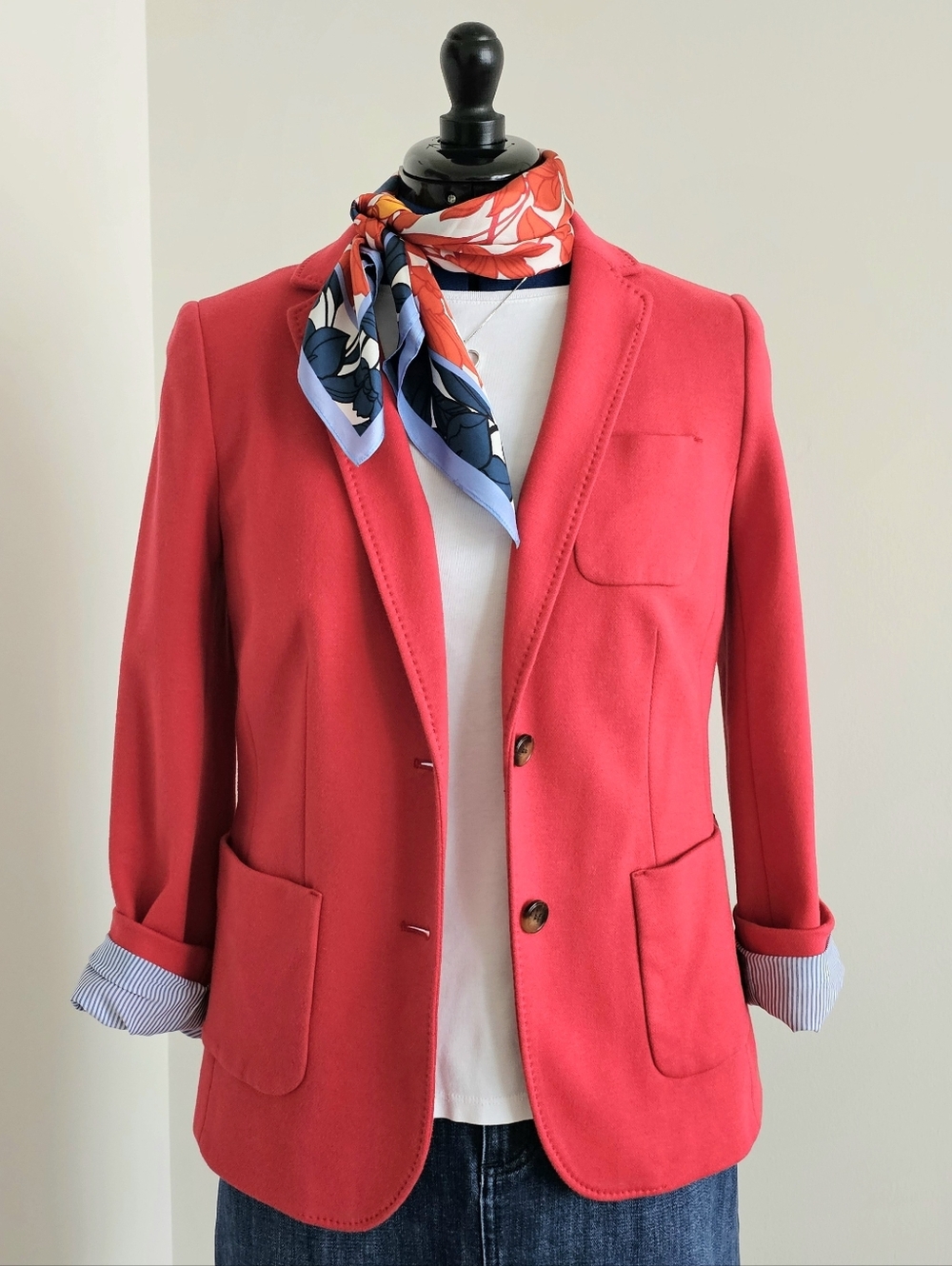 Talbots Aberdeen Knit Blazer Red Petite 10P Structured Stretch Comfy Work Jacket